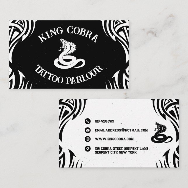 King Cobra Tattoo Parlour Business Card (Front/Back)