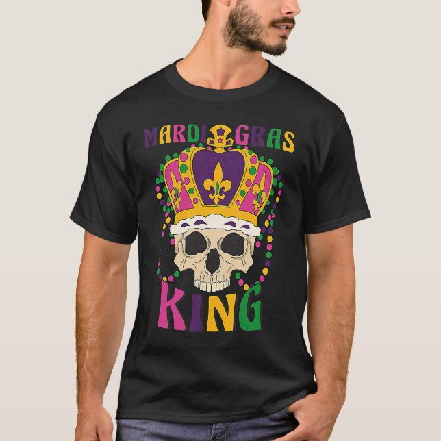 King Costumes Funny Skull Mardi Gras Carnival T-Shirt (Front)