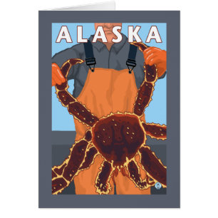 King Crab and Fisherman Vintage Travel Poster