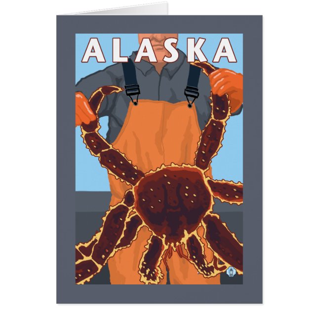 King Crab and Fisherman Vintage Travel Poster (Front)