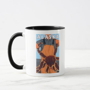 King Crab and Fisherman Vintage Travel Poster Mug