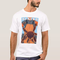 King Crab and Fisherman Vintage Travel Poster