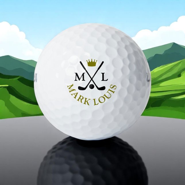 King Crown Cool Golfer Monogram Golf Balls (Creator Uploaded)