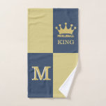 King Crown Pickleball 3D Monogram    Hand Towel<br><div class="desc">You'll be a winner with this special towel -- truly makes him the king of the court -- Blue and Gold, with a crown of course, and a 2-tone 3D Monogram. Would also make a wonderful gift for the pickleball enthusiastic. Any design questions, just send an email to charmdesignstudio@rcn.com and...</div>