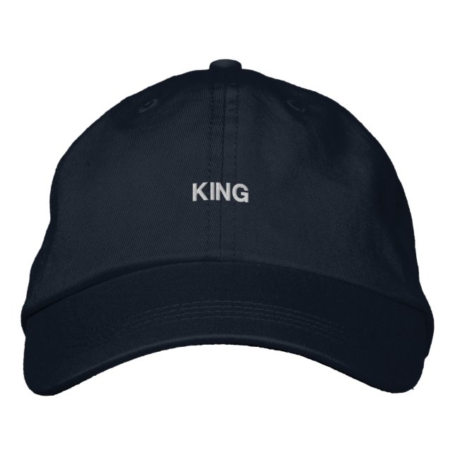 KING custom name printed premium quality cotton Embroidered Hat (Front)