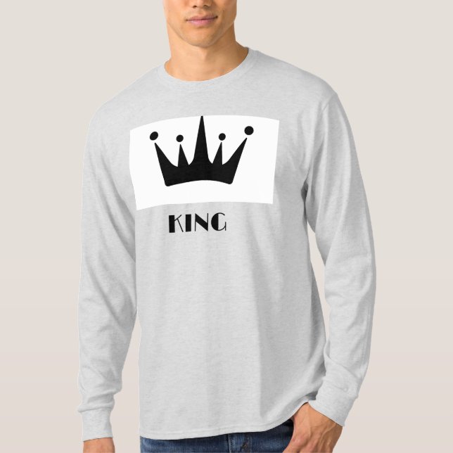 King Custom Text Crown Image Ash Long Sleeve T-Shirt (Front)
