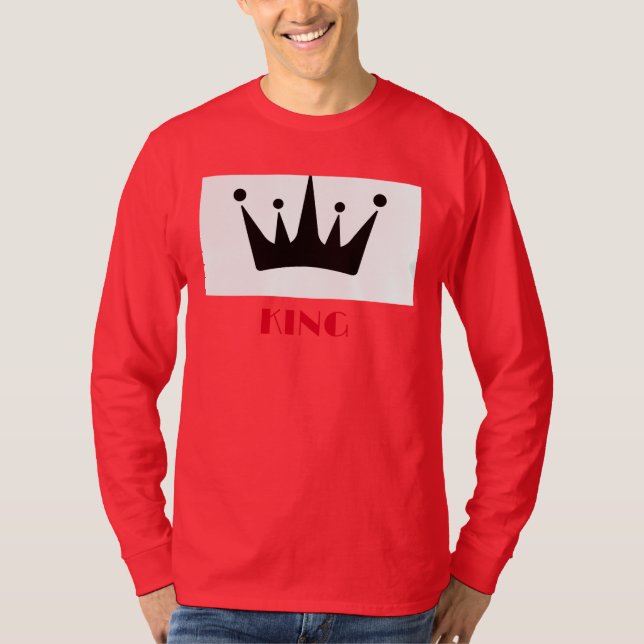 King Custom Text Crown Image Deep Red Long Sleeve  T-Shirt (Front)