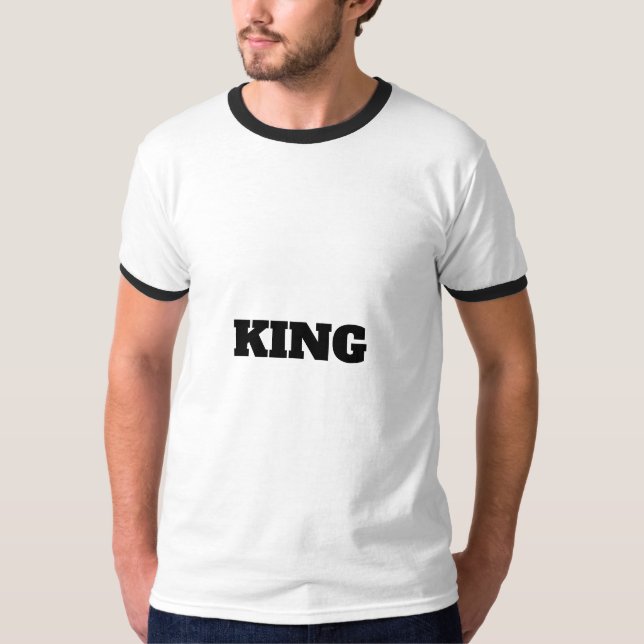 KING Custom Text Handsome Men Boys Bold Ringer T-Shirt (Front)
