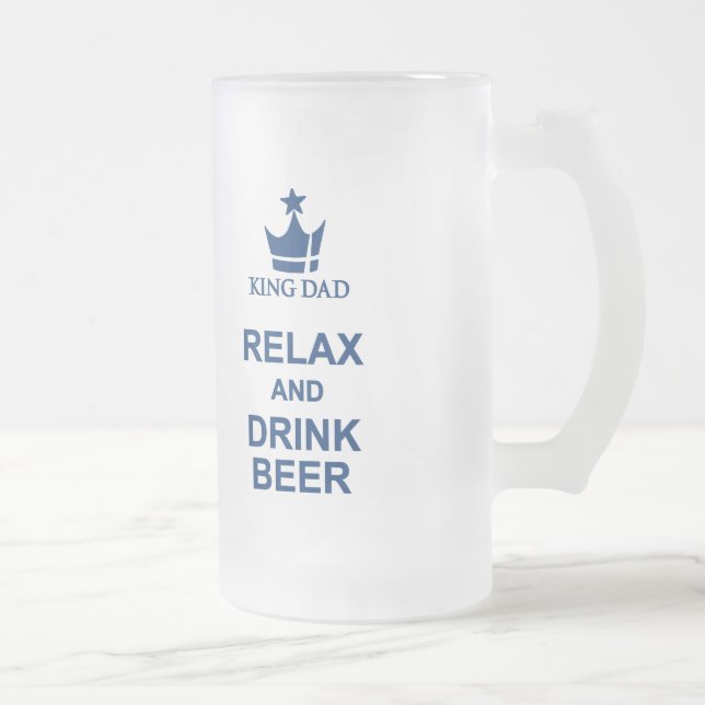 King Dad fun relax and drink beer blue beer mug (Right)