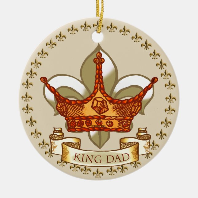 King Dad Royal Crown  Ceramic Tree Decoration (Front)