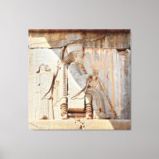 King Darius I. Bas-relief, Persepolis, Iran Canvas Print (Front)