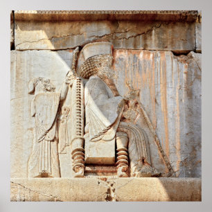 King Darius I. Bas-relief, Persepolis, Iran    Poster