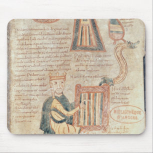 King David playing a psaltery from a psalter Mouse Mat