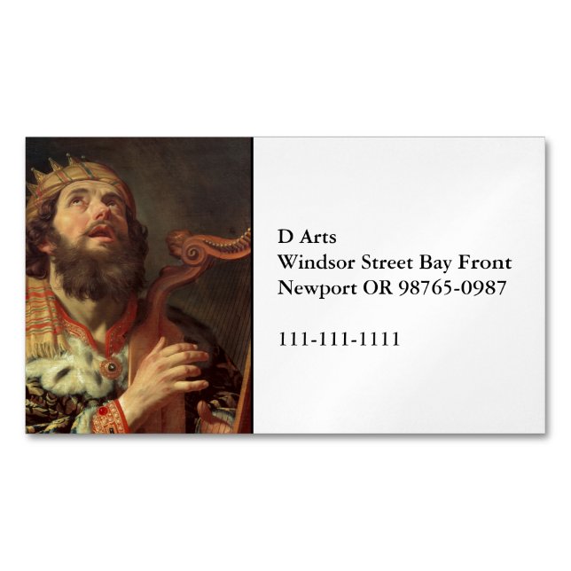 King David Playing His Harp Magnetic Business Card (Front)