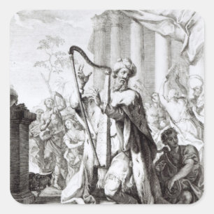 King David Playing the Lyre Square Sticker