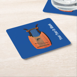 King David's Harp Square Paper Coaster