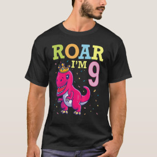 King Dinosaur Dancing Happy My Birthday Roar I'm 9 T-Shirt