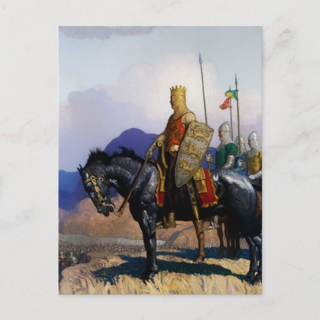 “King Edward Views the Battle” by NC Wyeth Postcard (Front)
