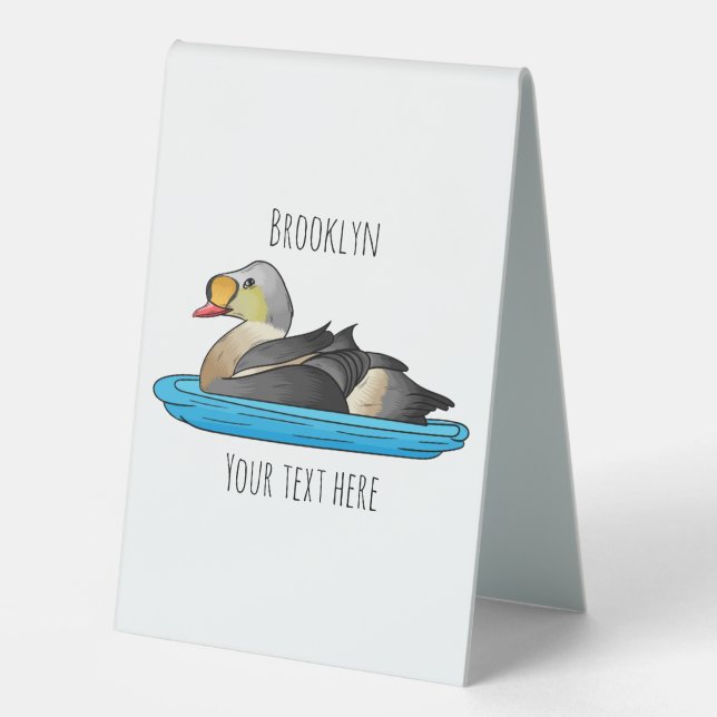 King eider bird cartoon illustration (Front)