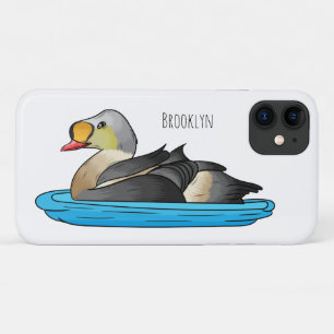 King eider bird cartoon illustration iPhone 11 case