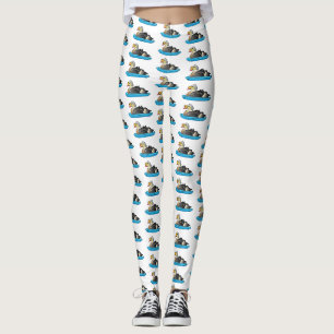 King eider bird cartoon illustration leggings