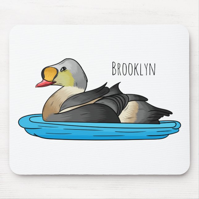 King eider bird cartoon illustration  mouse mat (Front)