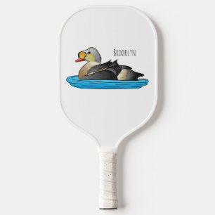 King eider bird cartoon illustration  pickleball paddle