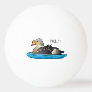 King eider bird cartoon illustration ping pong ball
