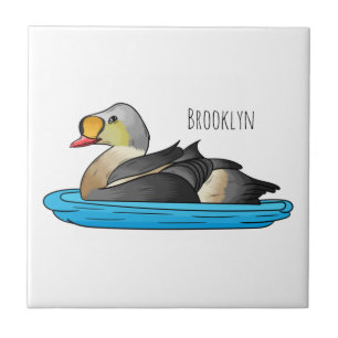 King eider bird cartoon illustration tile