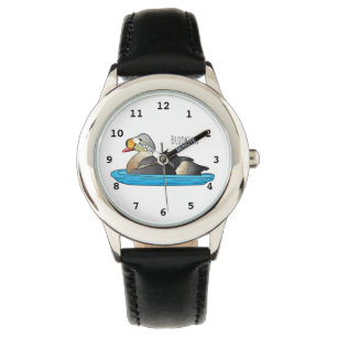 King eider bird cartoon illustration watch