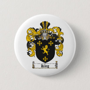 KING FAMILY CREST - KING COAT OF ARMS 6 CM ROUND BADGE