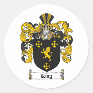 KING FAMILY CREST -  KING COAT OF ARMS CLASSIC ROUND STICKER