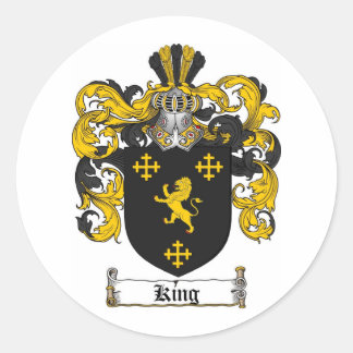 KING FAMILY CREST -  KING COAT OF ARMS CLASSIC ROUND STICKER