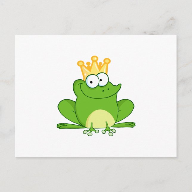 King Frog Frogs Crown Green Cute Cartoon Animal Postcard (Front)