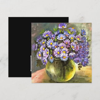King George Asters In A Metallic Vase Invitation