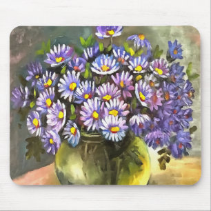 King George Asters In A Metallic Vase Mouse Mat