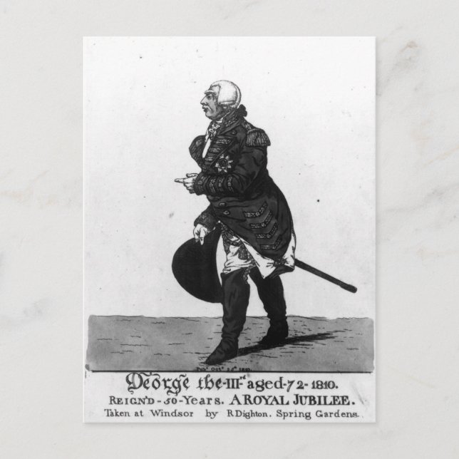King George III, aged 72, 1810 Postcard (Front)
