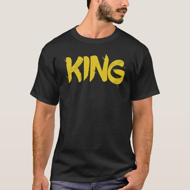 KING Golden Grunge Text T-Shirt - Distressed Gold (Front)