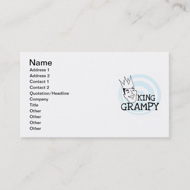 King Grampy Tshirts and Gifts Business Card (Front)