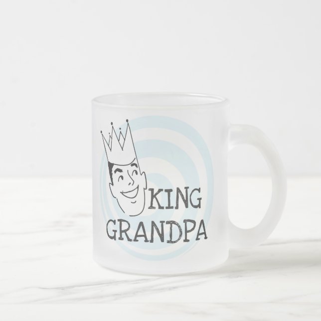King Grandpa T-shirts and Gifts Frosted Glass Coffee Mug (Right)