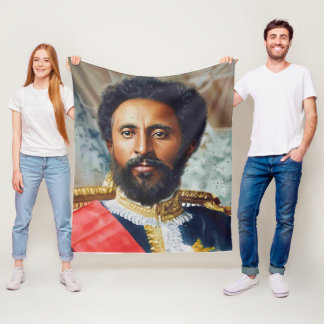 King Haile Selassie Oil Painting Fleece Blanket