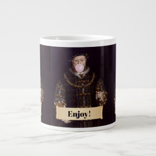 King Henry VIII Blowing Pink Bubble Gum Large Coffee Mug