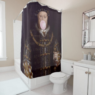 King Henry VIII Blowing Pink Bubble Gum Shower Curtain