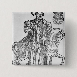King Henry VIII on horseback 15 Cm Square Badge