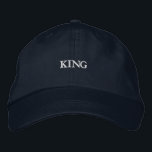 KING in striking Custom Elegant Stylish Men cotton Embroidered Hat<br><div class="desc">Command attention with this navy cap featuring "KING" in striking embroidery. Crafted from soft cotton with an adjustable strap,  it combines style and comfort effortlessly.</div>