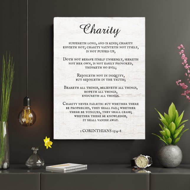 King James Bible Verse 1 Corinthians 13 Rustic   Canvas Print (Creator Uploaded)