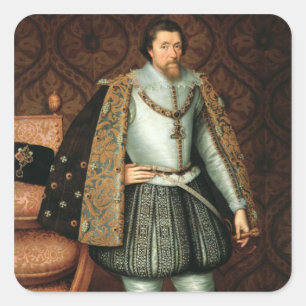 King James I of England (1566-1625) (oil on canvas Square Sticker