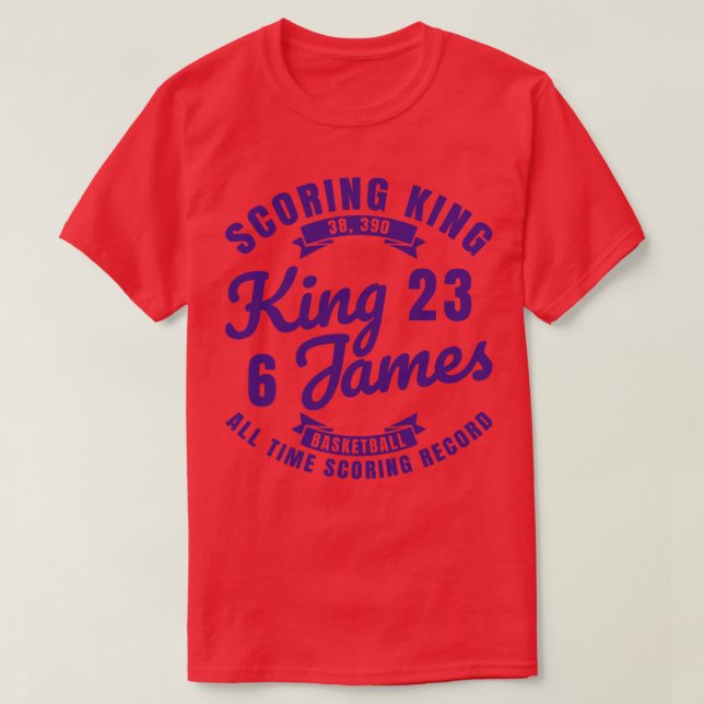 King James The Scoring King Basketball Purple Text T-Shirt (Design Front)