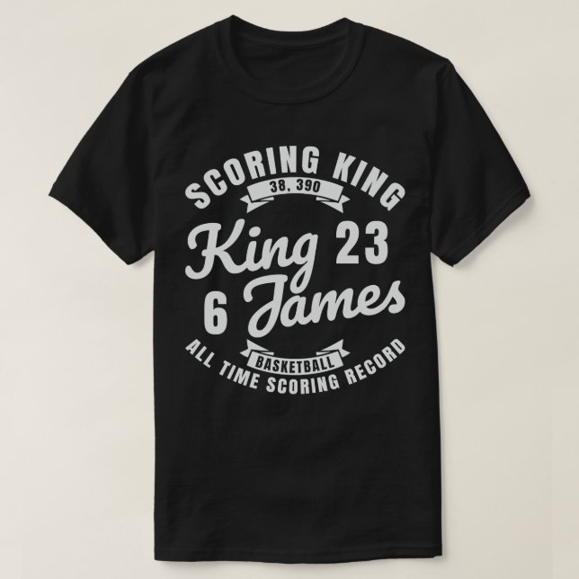 King James The Scoring King Basketball White Text T-Shirt (Design Front)