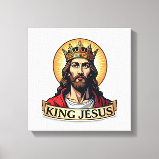 King Jesus Banner Vintage Engraving Shirt 2 Canvas Print